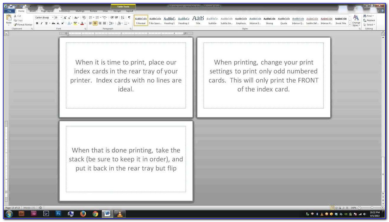 5x8 Index Card Template Microsoft Word