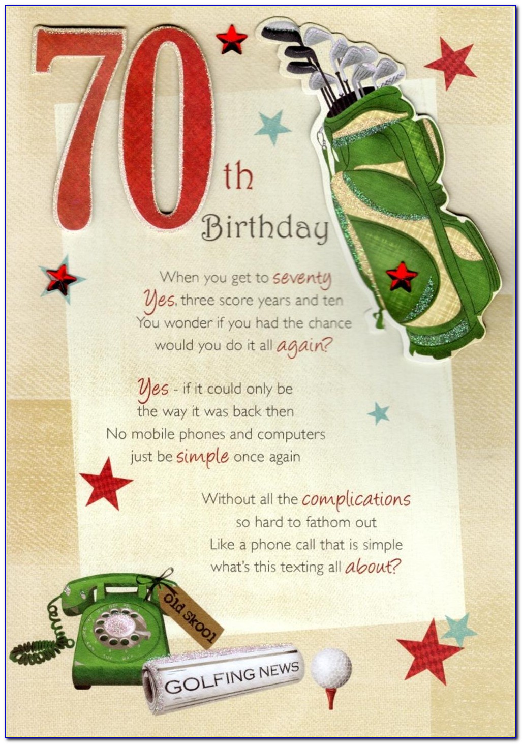 70th Birthday Sayings For Cards