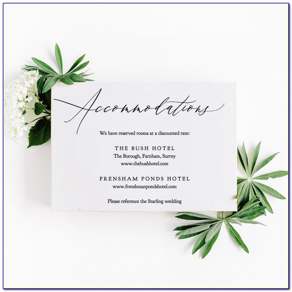 Accommodation Cards For Wedding Invitations Template