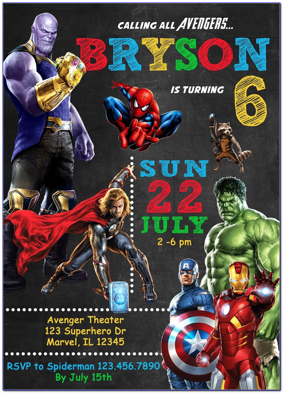 Avengers Invitation Card Free