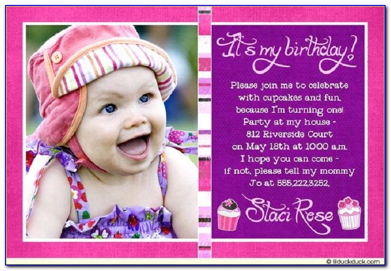 Baby Birthday Invitation Card In English
