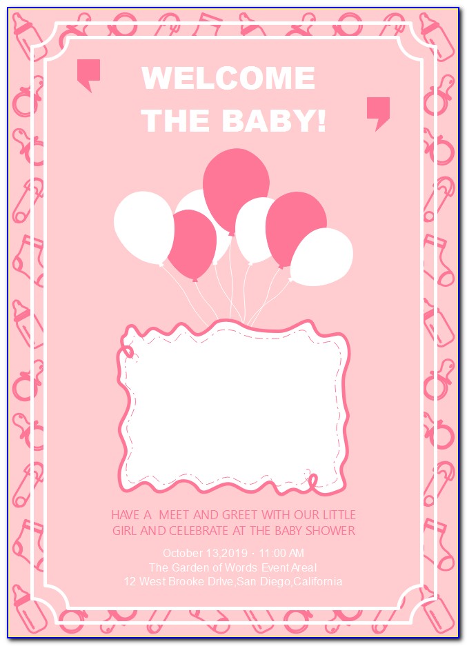 Baby Girl Birthday Invitation Card In English
