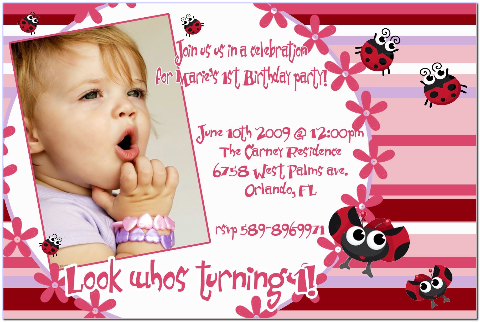 Baby Girl Birthday Invitation Card Maker