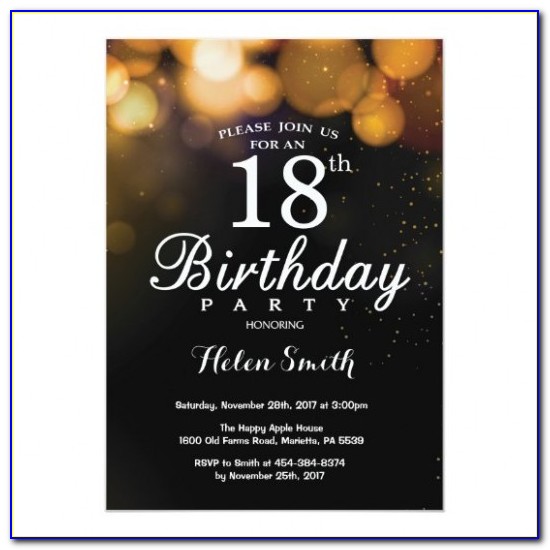 Background Design For 18th Birthday Invitation Card