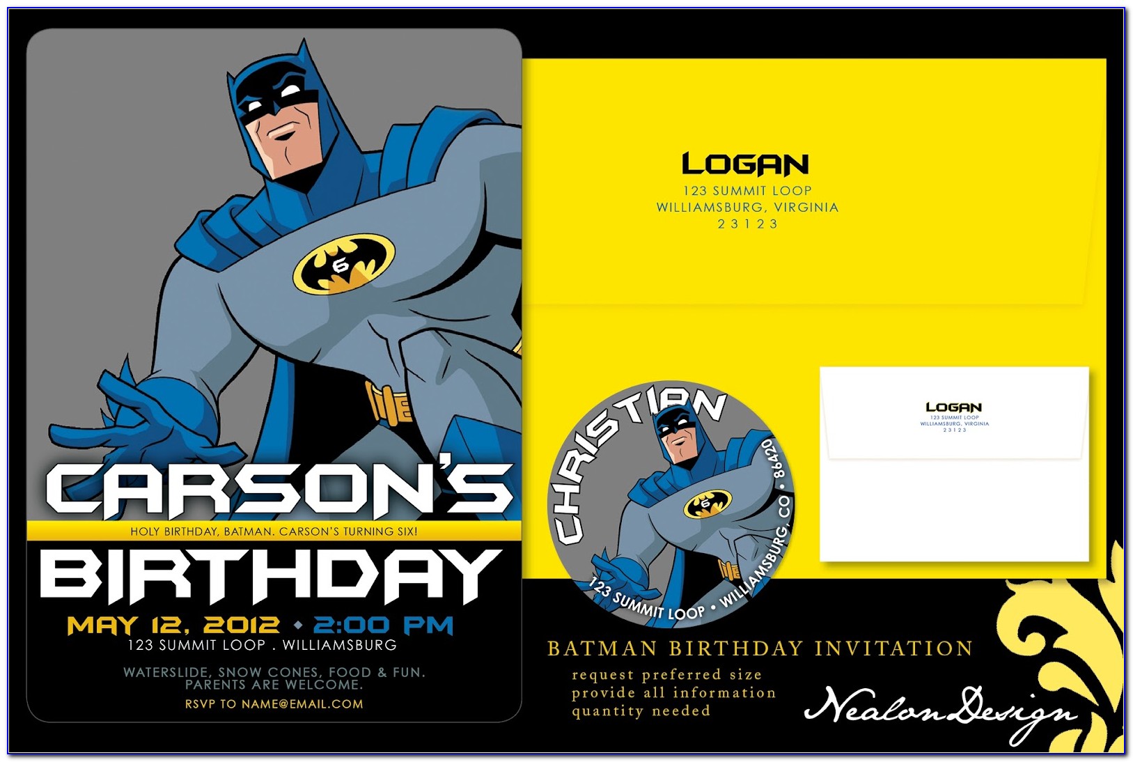 Batman Birthday Invitation Cards
