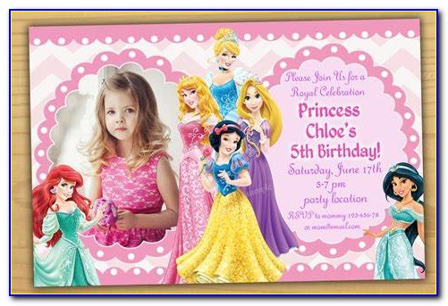Birthday Invitation Card Disney Princess