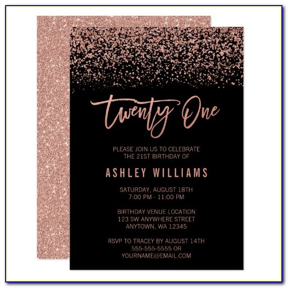 Black And Gold 21st Birthday Invitation Cards