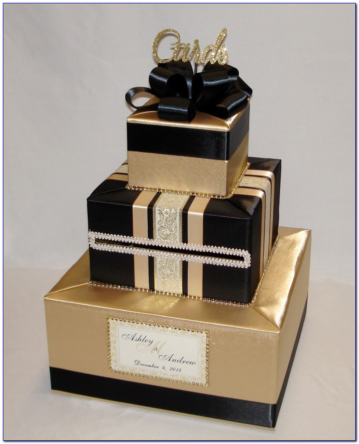 Black And Gold Wedding Card Box