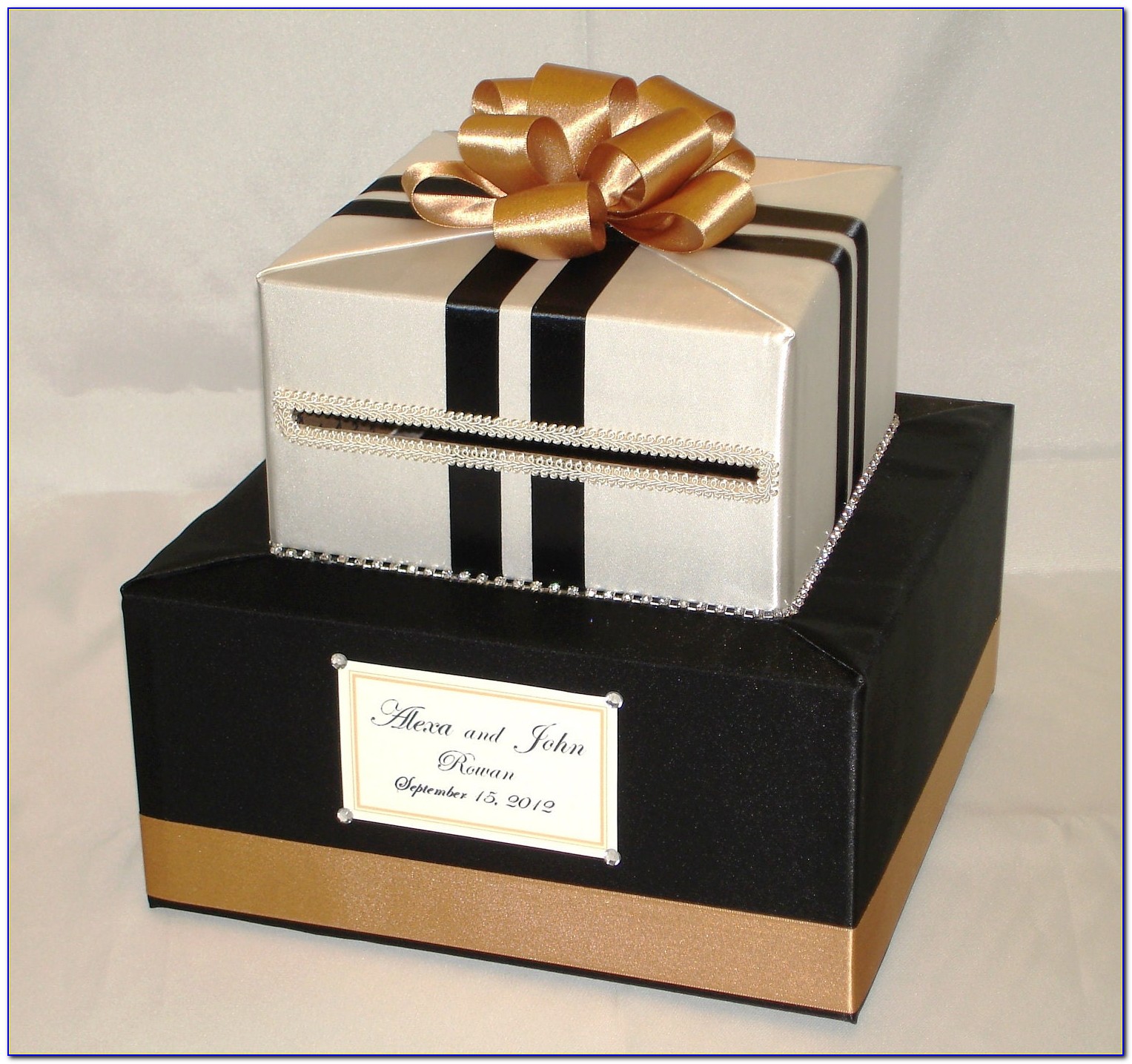 Black And Gold Wedding Gift Card Box