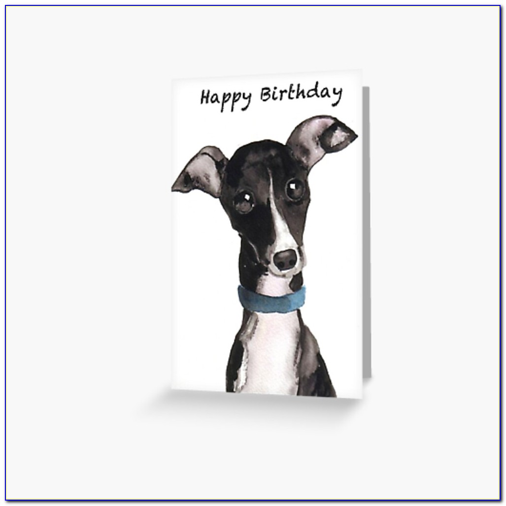 Black Greyhound Birthday Card