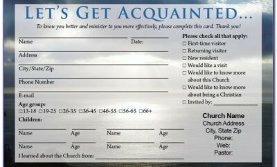 Church Visitor Card Template Downloads