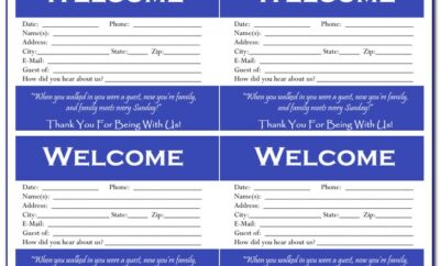 Church Visitor Information Card Template
