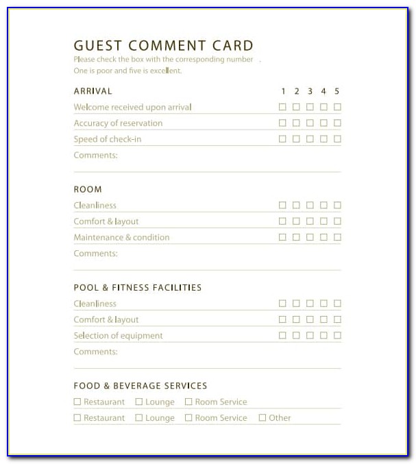 Comment Card Template Free