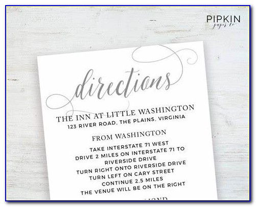 Direction Card For Wedding Invitation Template