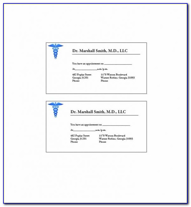 Doctor Appointment Reminder Card Template