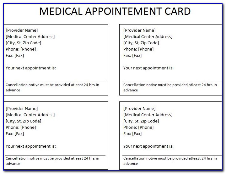Doctor's Appointment Card Template