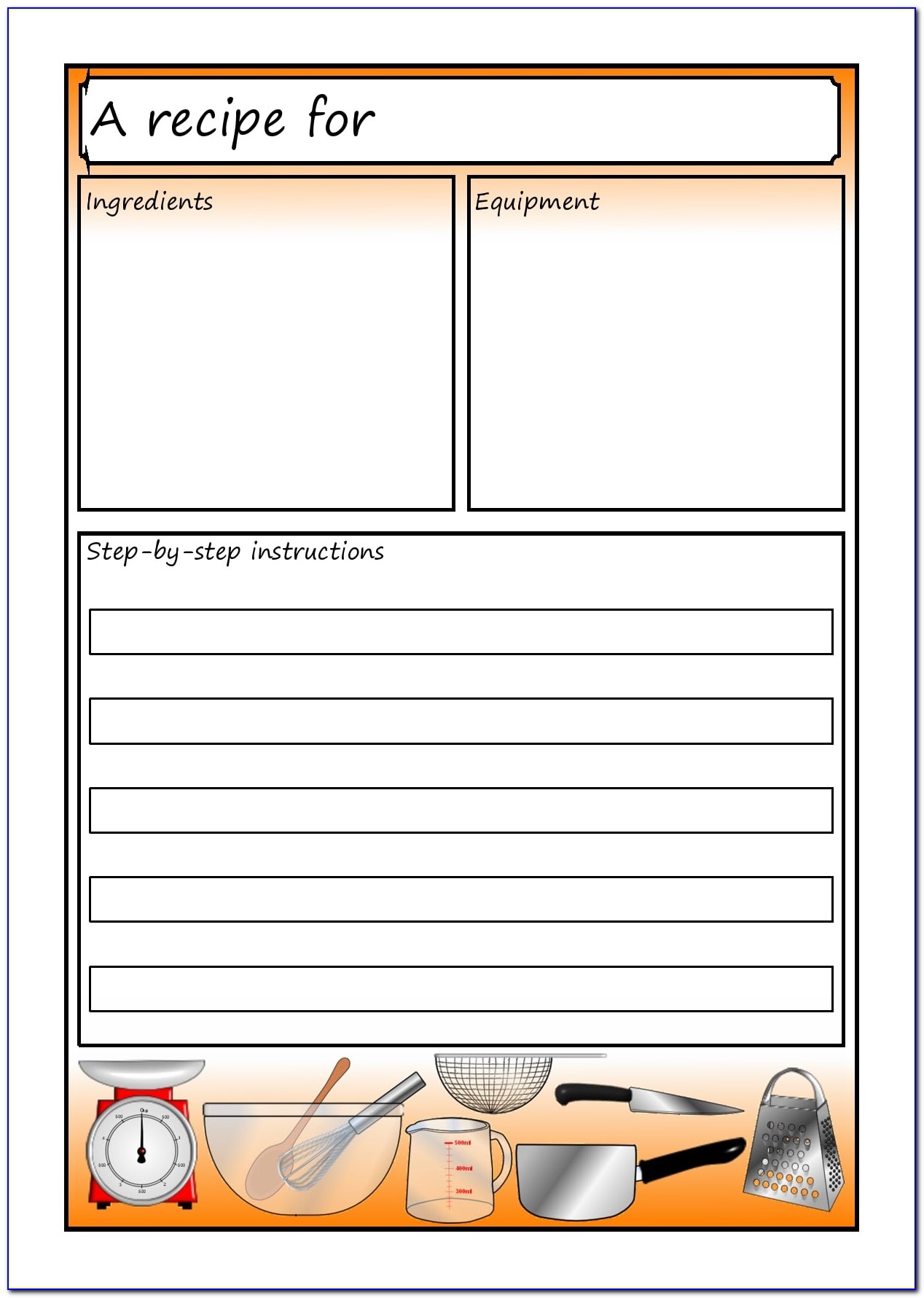 Editable Recipe Card Template For Pages
