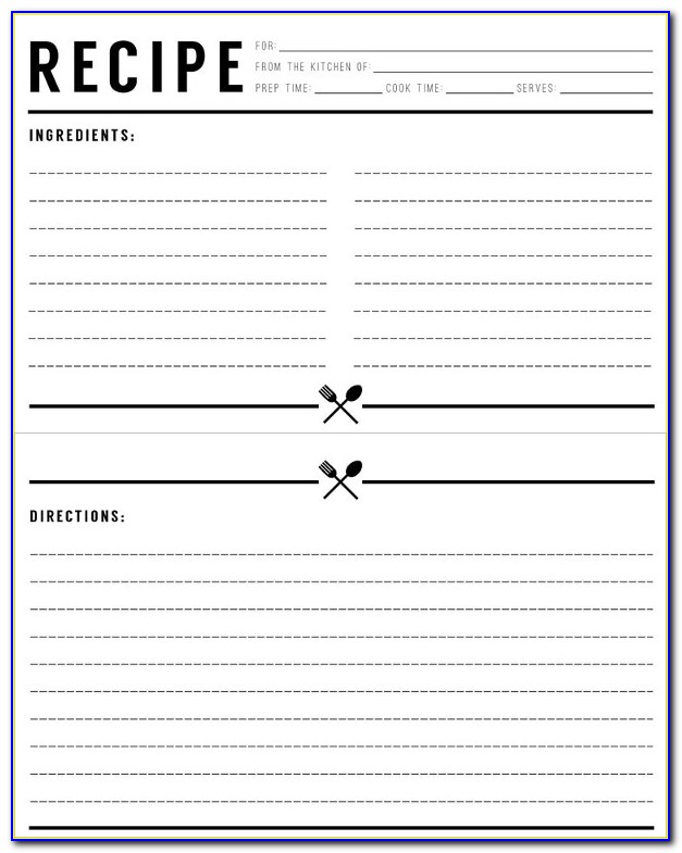 Editable Recipe Card Template For Word