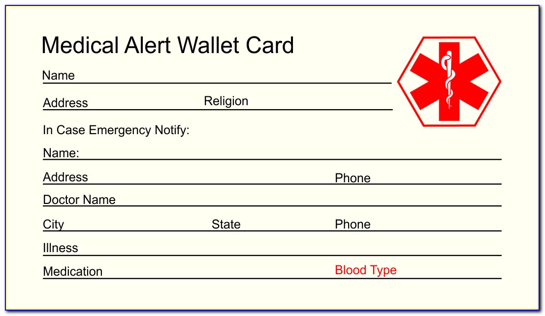 Emergency Id Card Template