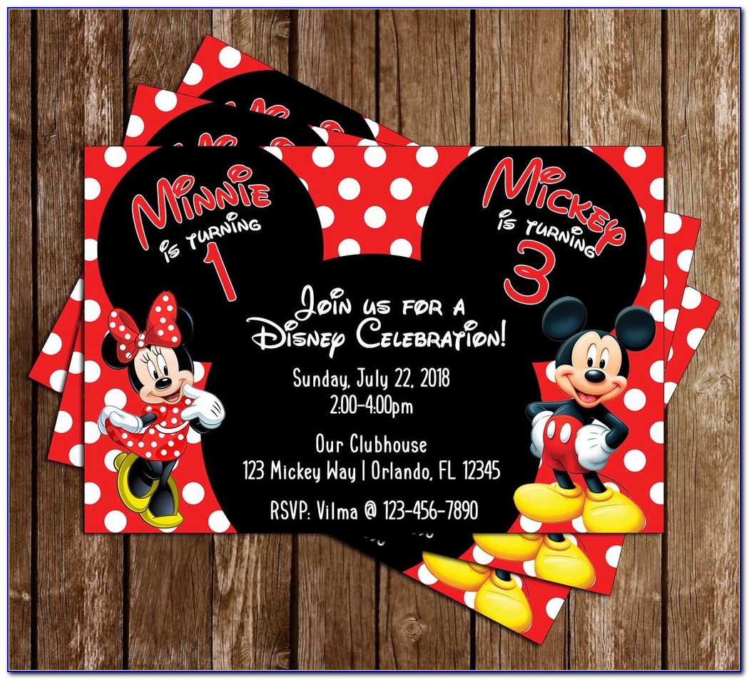 First Birthday Invitation Card Mickey Mouse