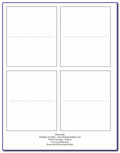 Folding Place Cards Template Word
