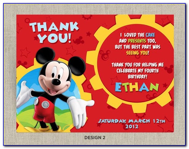 Free Mickey Mouse Thank You Card Template