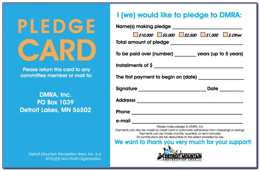 Fundraising Pledge Card Template