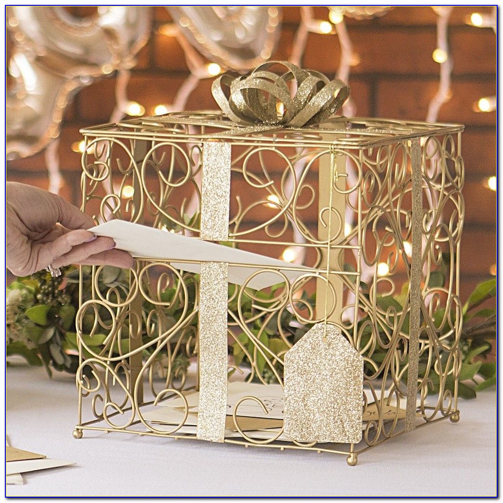 Gold Card Boxes For Weddings