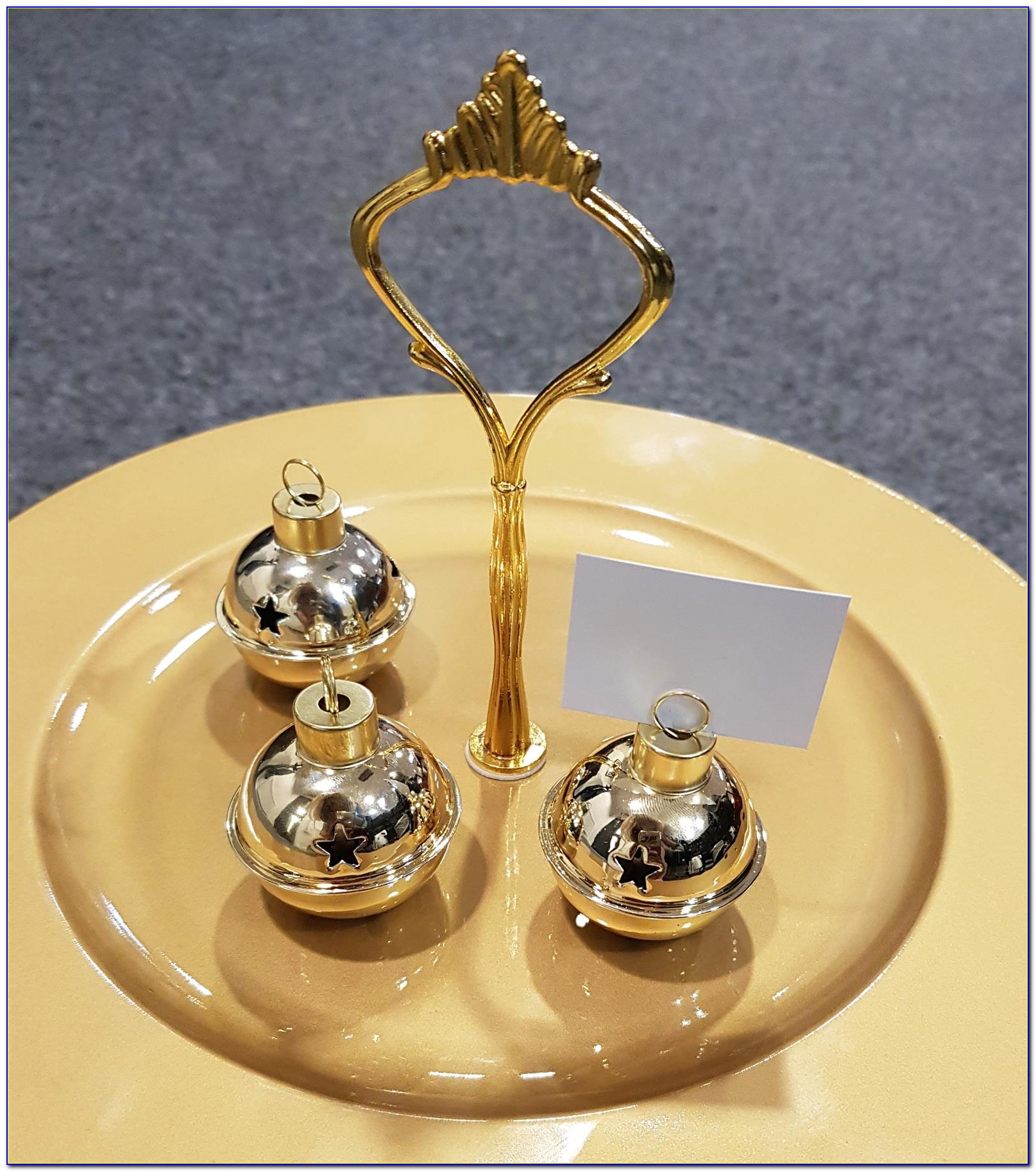 Gold Wedding Bell Place Card Holders