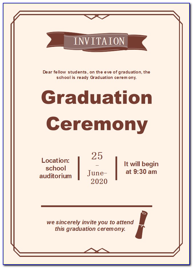 Graduation Ceremony Invitation Card Sample