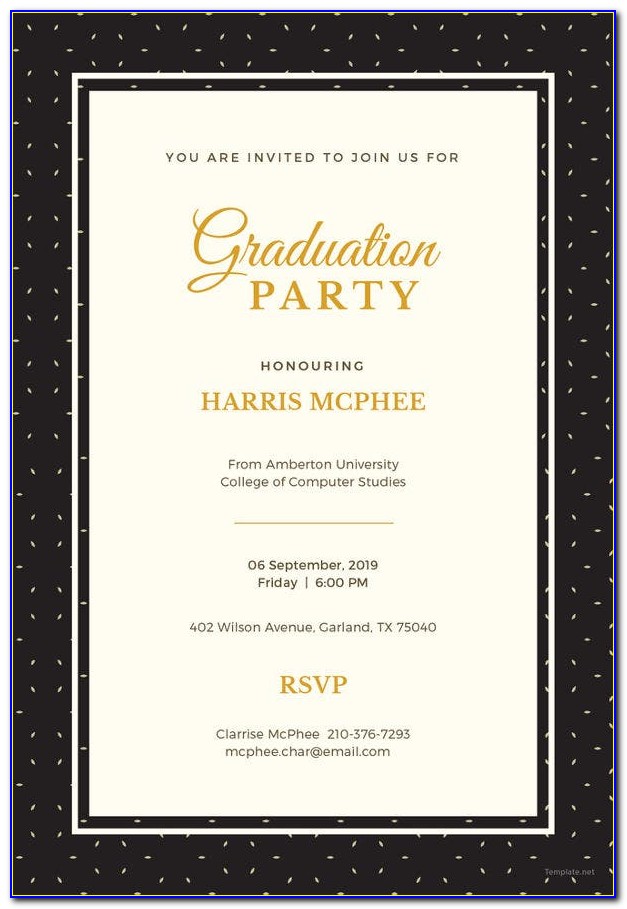 Graduation Invitation Card Example