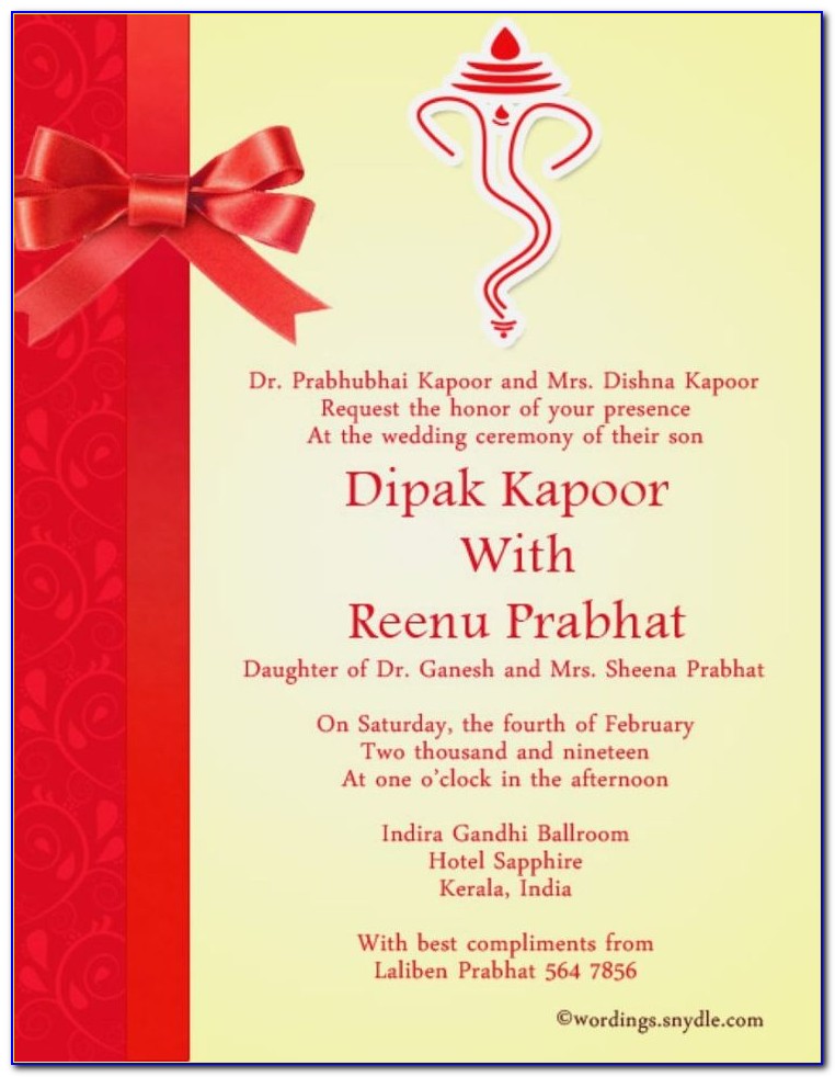 Gujarati Wedding Invitation Cards Wordings In English