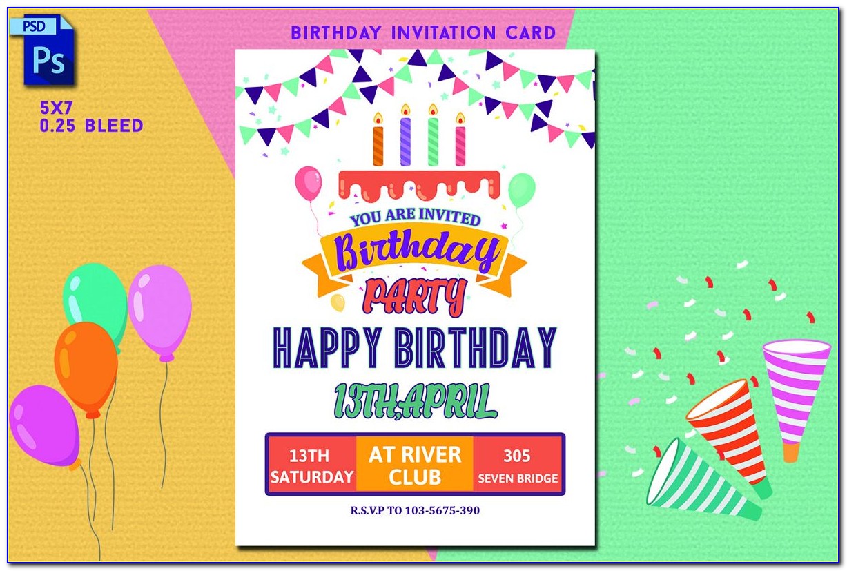 Happy Birthday Invitation Card In English