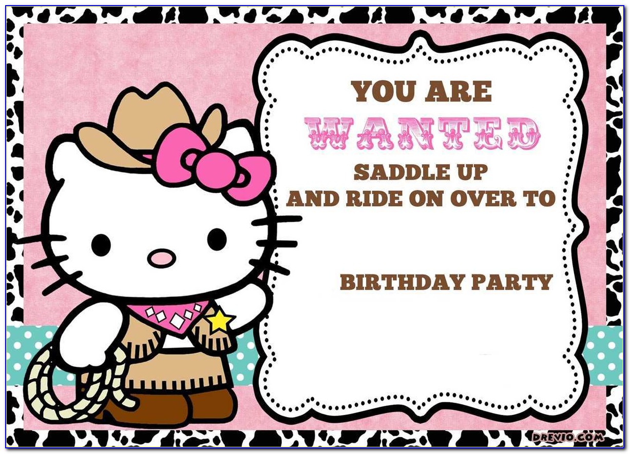 Hello Kitty 7th Birthday Invitation Card
