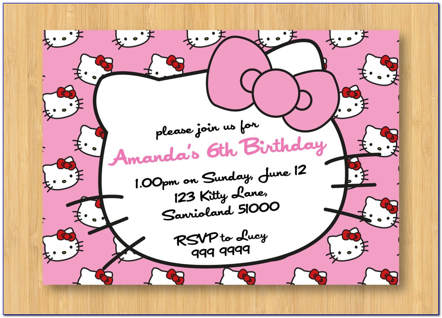 Hello Kitty Invitation Card 1st Birthday