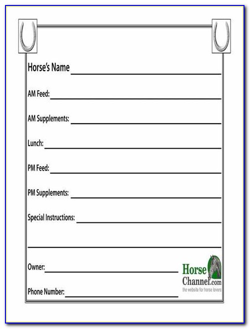Horse Stall Card Template