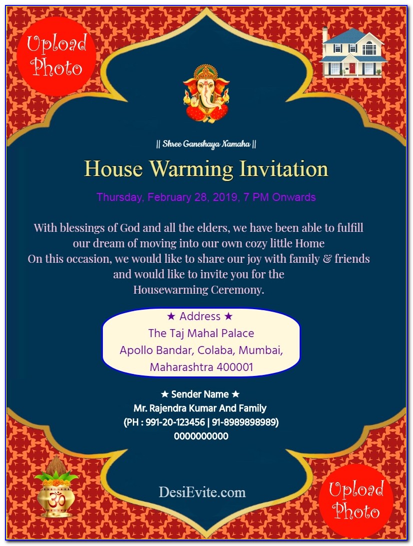 House Warming Invitation Card India Free