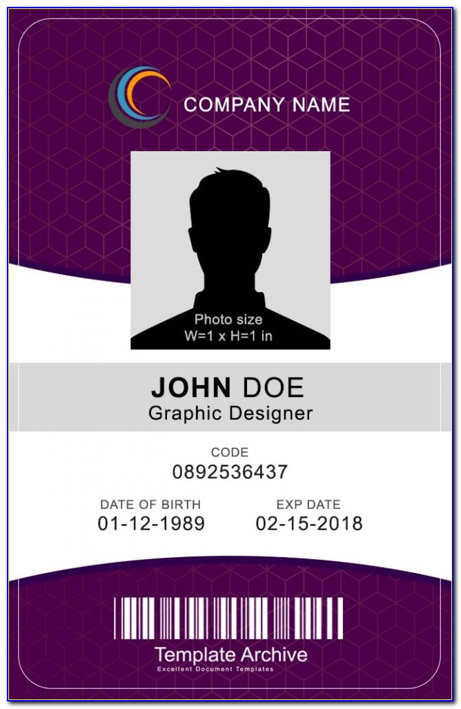 Id Card Template Word Landscape