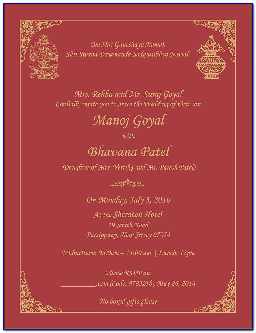 Indian Wedding Invitation Cards Wordings In English