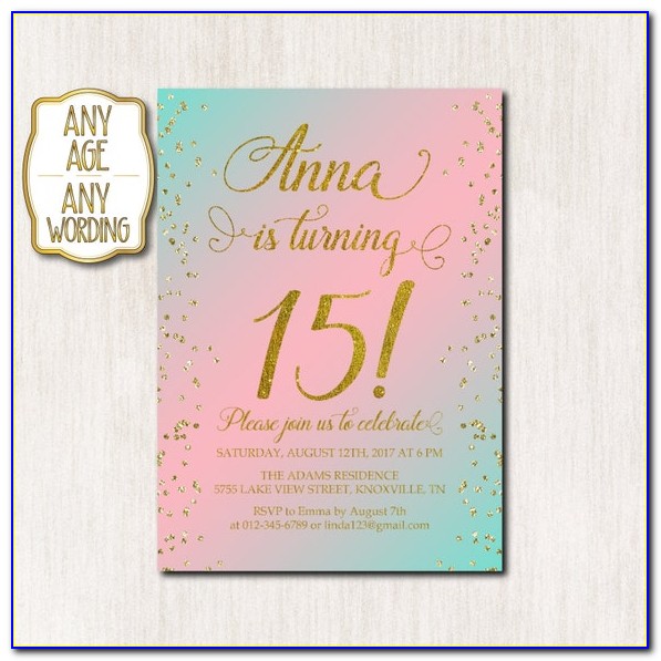 Invitation Cards For 15th Birthday Party