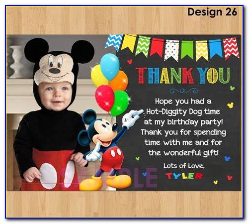 Mickey Mouse Thank You Cards Template