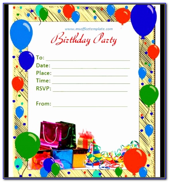 Microsoft Word Birthday Card Invitation Template
