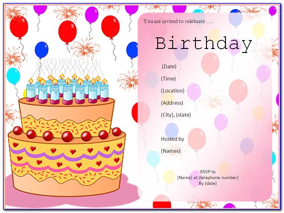 Ms Word Birthday Invitation Card Template