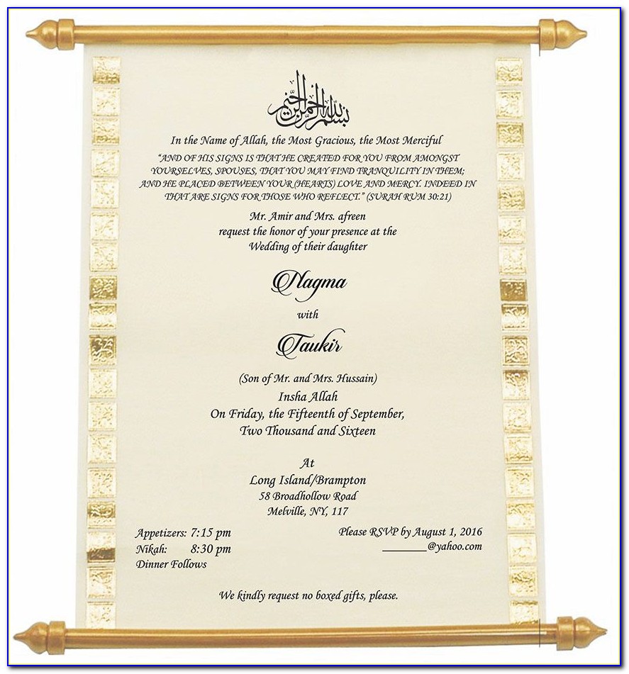 Muslim Nikah Invitation Cards Template