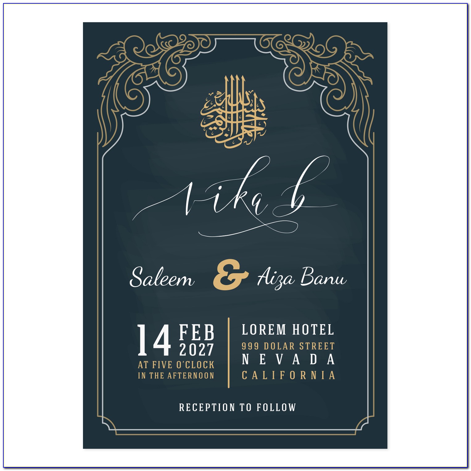 Muslim Nikah Invitation Cards