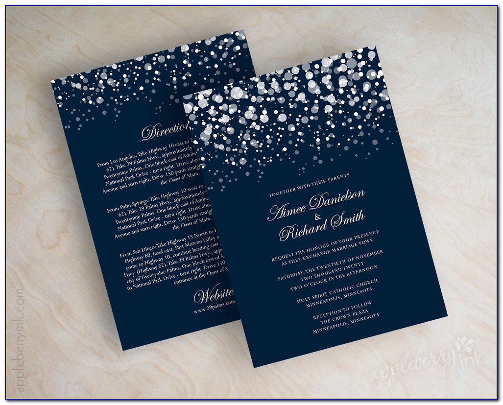 Navy Blue And Mint Green Invitation Card