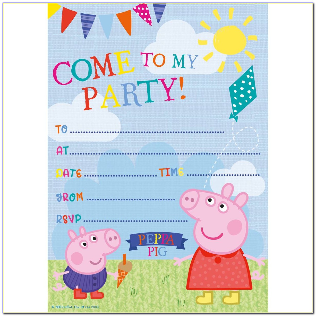 Peppa Pig Birthday Invitation Card