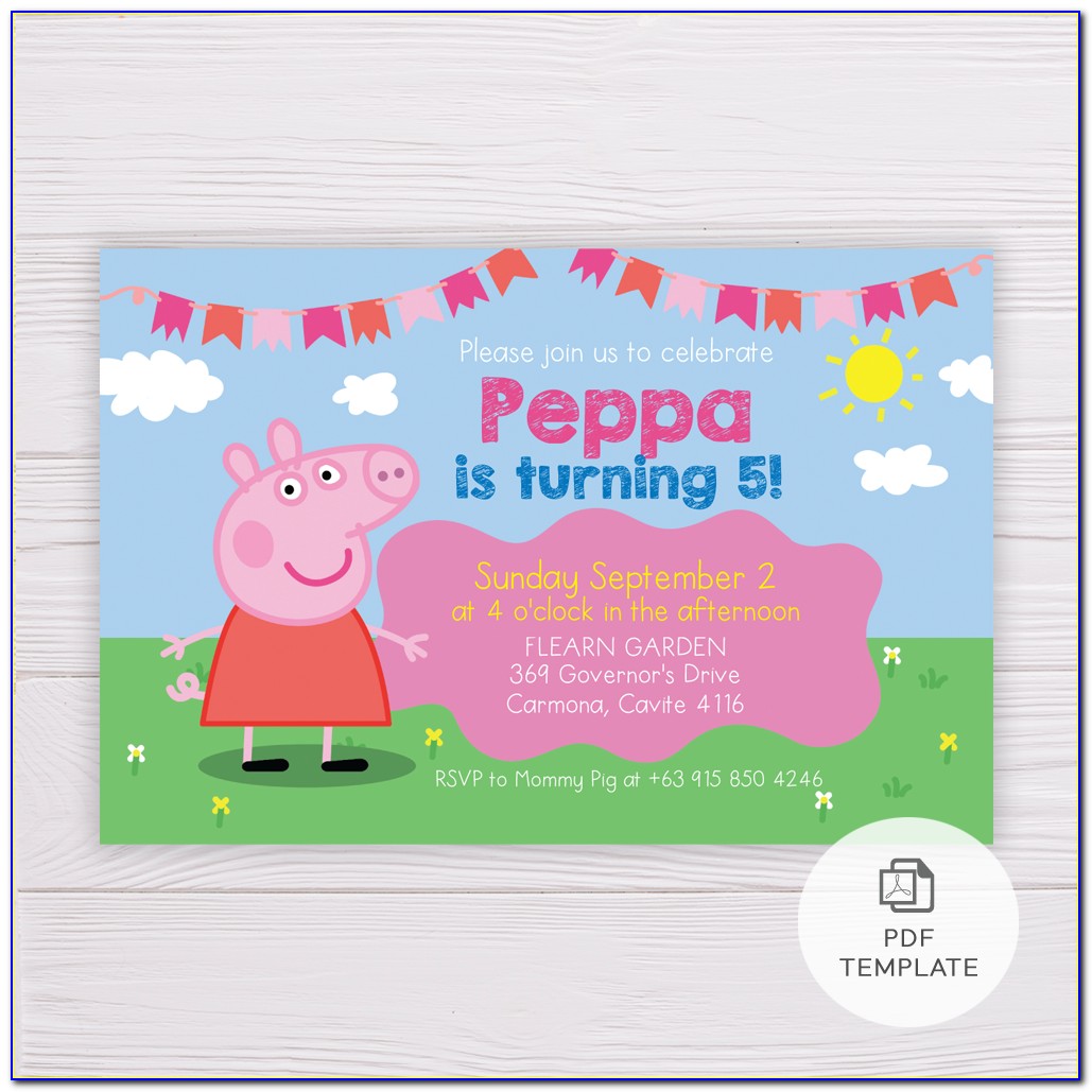 Peppa Pig Birthday Invitation Cards