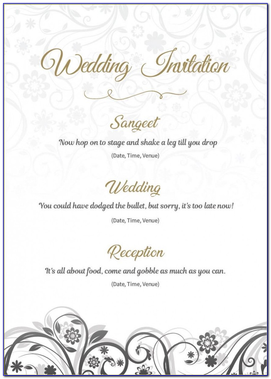 Personal Wedding Card Matter For Friends In English