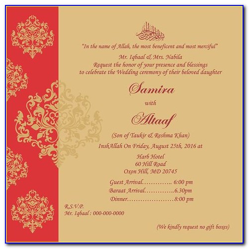Personal Wedding Invitation Card Matter For Friends